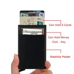 image-New Rfid Smart Wallet Card Holder Metal Thin Slim Men Women Wallets Pop Up Minimalist Wallet Small Black Purse Metal Vallet