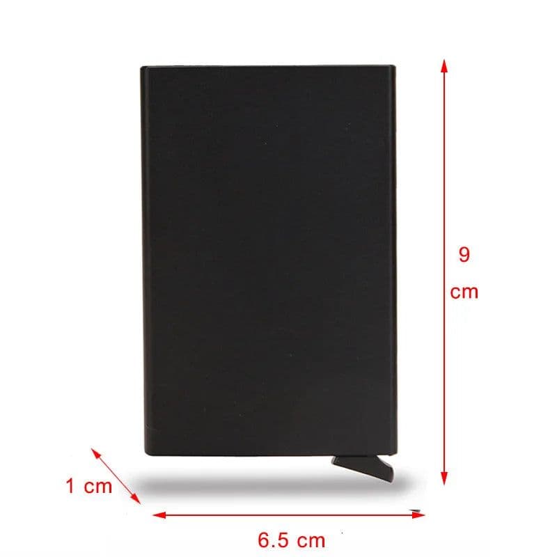 image-New Rfid Smart Wallet Card Holder Metal Thin Slim Men Women Wallets Pop Up Minimalist Wallet Small Black Purse Metal Vallet