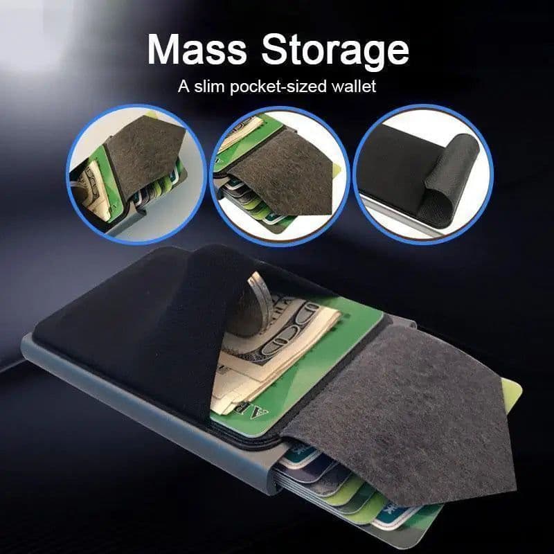 image-New Rfid Smart Wallet Card Holder Metal Thin Slim Men Women Wallets Pop Up Minimalist Wallet Small Black Purse Metal Vallet