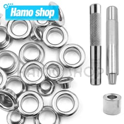 image-50set Silver Colors Metal Eyelet Grommets With Eyelet Punch Die Tool Set For DIY Leathercraft Clothing Accessories Shoes Belt