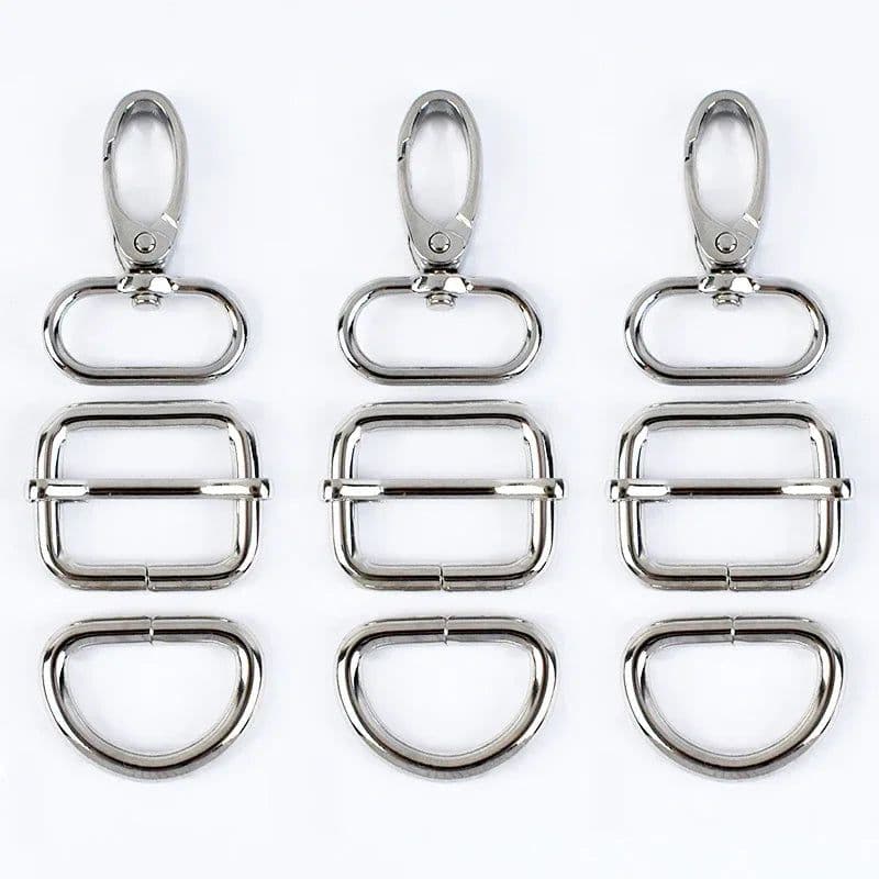 image-2Sets 16-38mm Metal Buckles Carabiner Hook D Ring Bag Strap Webbing Adjust Slider Dog Collar Clasp DIY Hardware Bags Accessories
