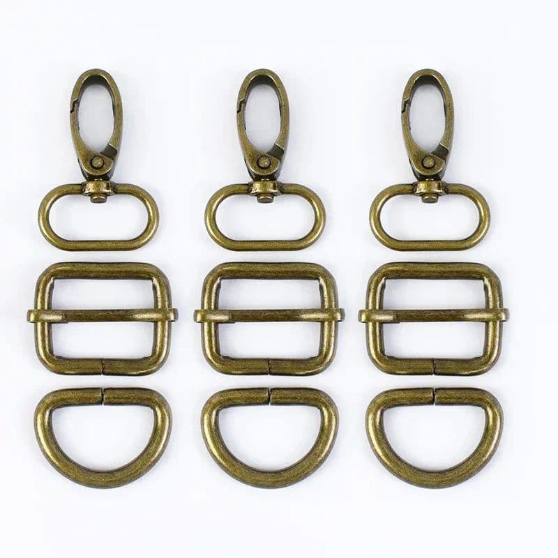 image-2Sets 16-38mm Metal Buckles Carabiner Hook D Ring Bag Strap Webbing Adjust Slider Dog Collar Clasp DIY Hardware Bags Accessories