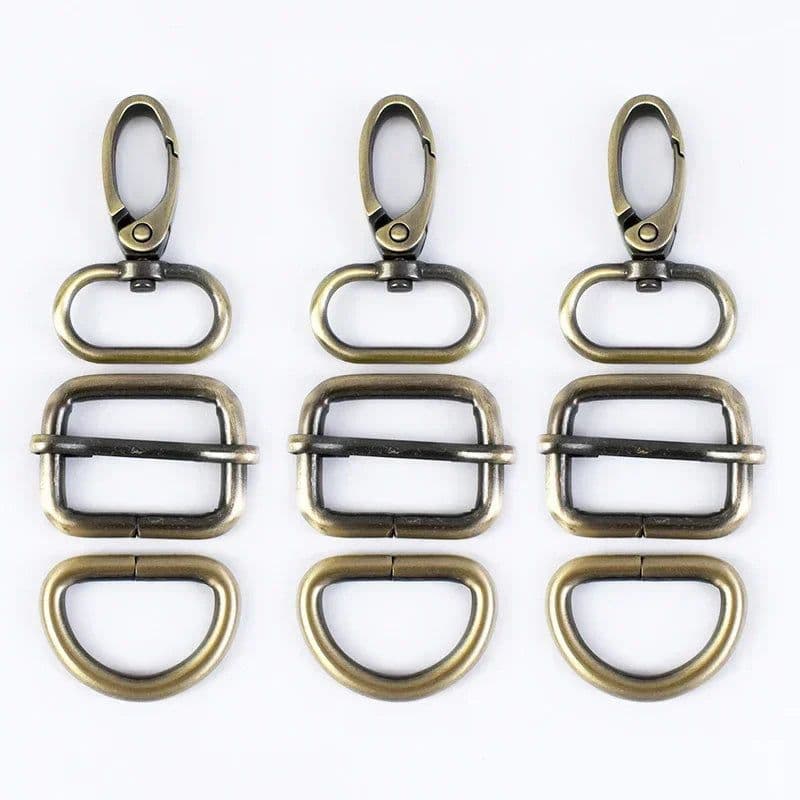 image-2Sets 16-38mm Metal Buckles Carabiner Hook D Ring Bag Strap Webbing Adjust Slider Dog Collar Clasp DIY Hardware Bags Accessories