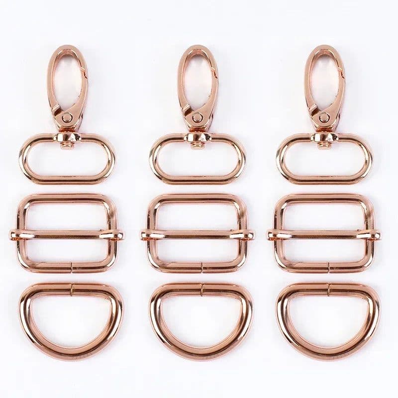 image-2Sets 16-38mm Metal Buckles Carabiner Hook D Ring Bag Strap Webbing Adjust Slider Dog Collar Clasp DIY Hardware Bags Accessories