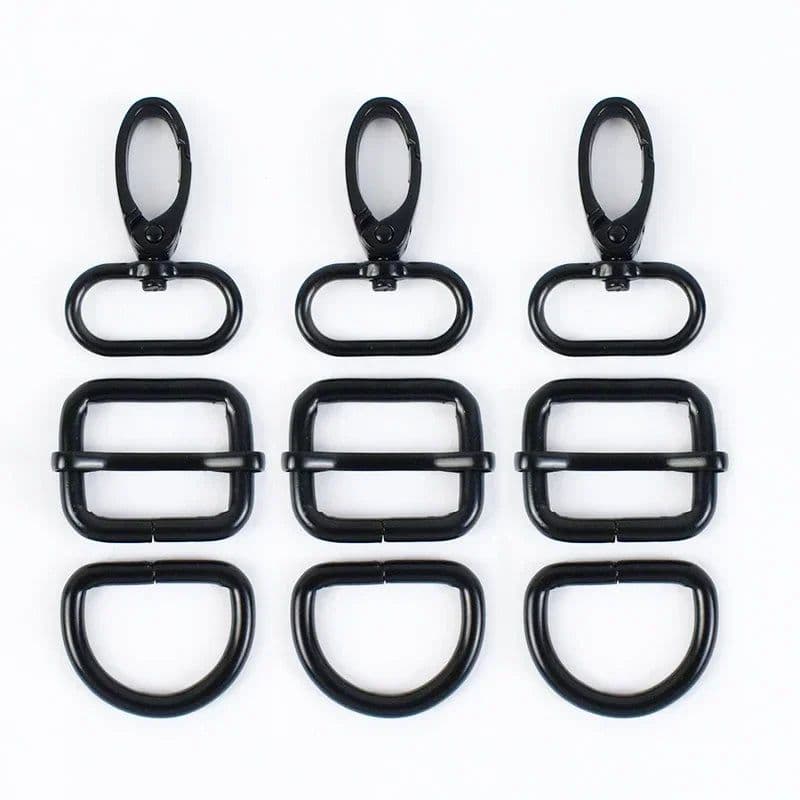 image-2Sets 16-38mm Metal Buckles Carabiner Hook D Ring Bag Strap Webbing Adjust Slider Dog Collar Clasp DIY Hardware Bags Accessories
