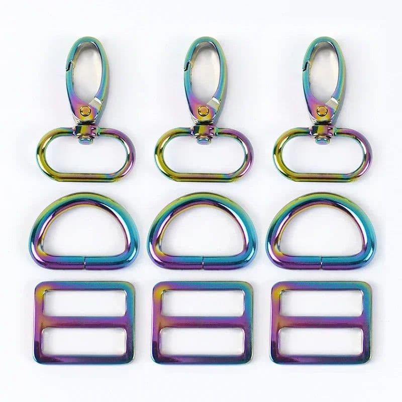 image-2Sets 16-38mm Metal Buckles Carabiner Hook D Ring Bag Strap Webbing Adjust Slider Dog Collar Clasp DIY Hardware Bags Accessories
