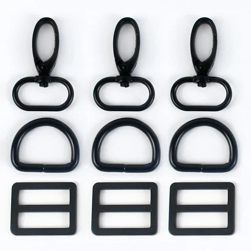 image-2Sets 16-38mm Metal Buckles Carabiner Hook D Ring Bag Strap Webbing Adjust Slider Dog Collar Clasp DIY Hardware Bags Accessories