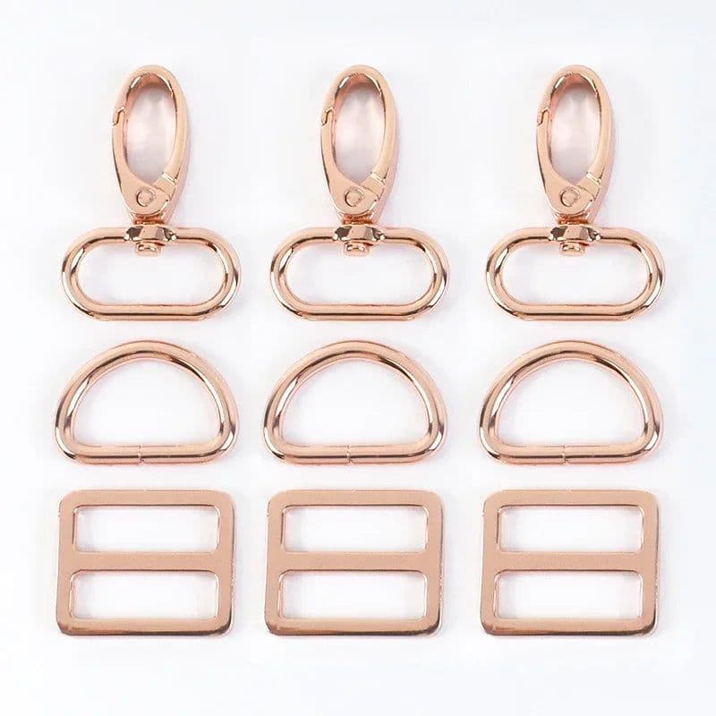 image-2Sets 16-38mm Metal Buckles Carabiner Hook D Ring Bag Strap Webbing Adjust Slider Dog Collar Clasp DIY Hardware Bags Accessories