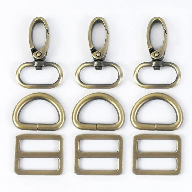 image-2Sets 16-38mm Metal Buckles Carabiner Hook D Ring Bag Strap Webbing Adjust Slider Dog Collar Clasp DIY Hardware Bags Accessories