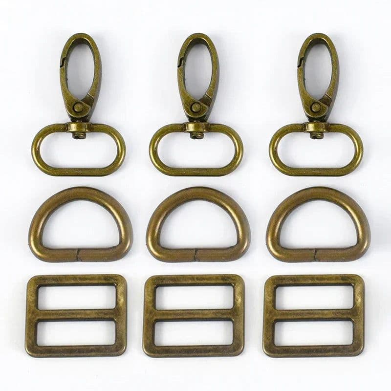 image-2Sets 16-38mm Metal Buckles Carabiner Hook D Ring Bag Strap Webbing Adjust Slider Dog Collar Clasp DIY Hardware Bags Accessories