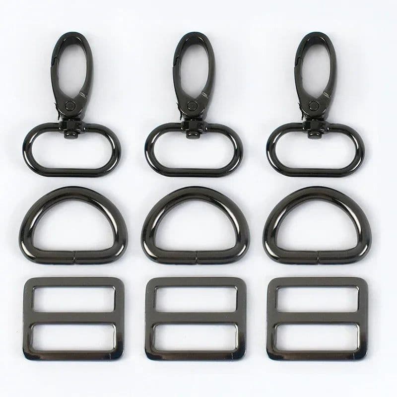 image-2Sets 16-38mm Metal Buckles Carabiner Hook D Ring Bag Strap Webbing Adjust Slider Dog Collar Clasp DIY Hardware Bags Accessories