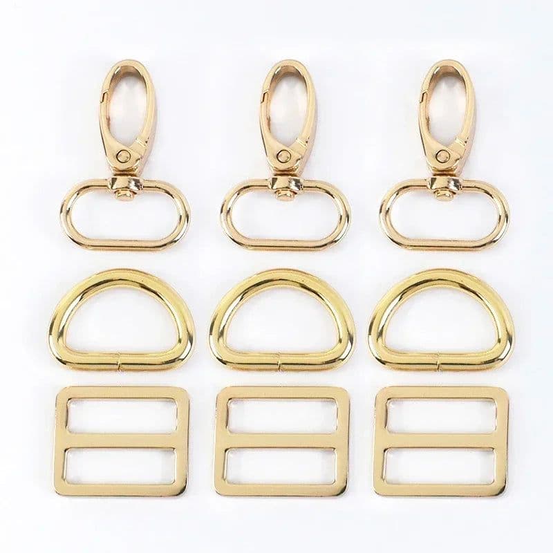 image-2Sets 16-38mm Metal Buckles Carabiner Hook D Ring Bag Strap Webbing Adjust Slider Dog Collar Clasp DIY Hardware Bags Accessories