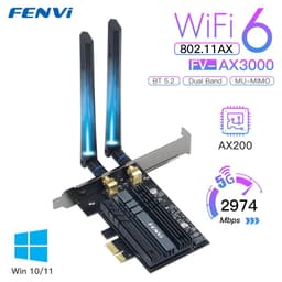 image-Fenvi 5374Mbps WiFi 6E Intel AX210 PCIe Wireless WiFi Adapter 2.4G/5G/6Ghz 802.11AX For Bluetooth 5.3 AX200 WiFi 6 Card PC Win10