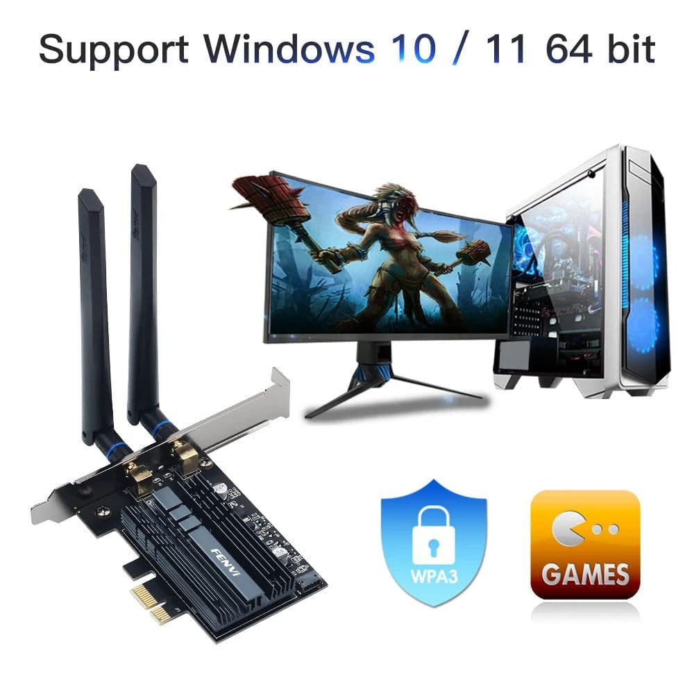 image-Fenvi 5374Mbps WiFi 6E Intel AX210 PCIe Wireless WiFi Adapter 2.4G/5G/6Ghz 802.11AX For Bluetooth 5.3 AX200 WiFi 6 Card PC Win10