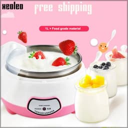 image-XEOLEO Yogurt Maker Mini Automatic Yogurt Machine Household DIY Yogurt Tools Kitchen Appliances Stainless Steel Tank Pink 220V