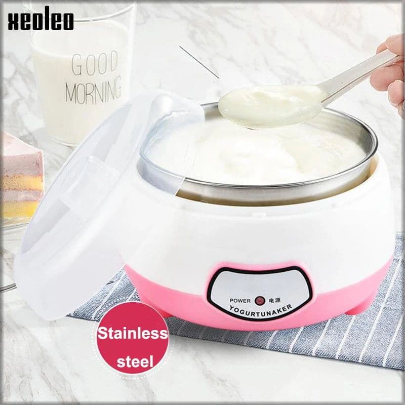 image-XEOLEO Yogurt Maker Mini Automatic Yogurt Machine Household DIY Yogurt Tools Kitchen Appliances Stainless Steel Tank Pink 220V
