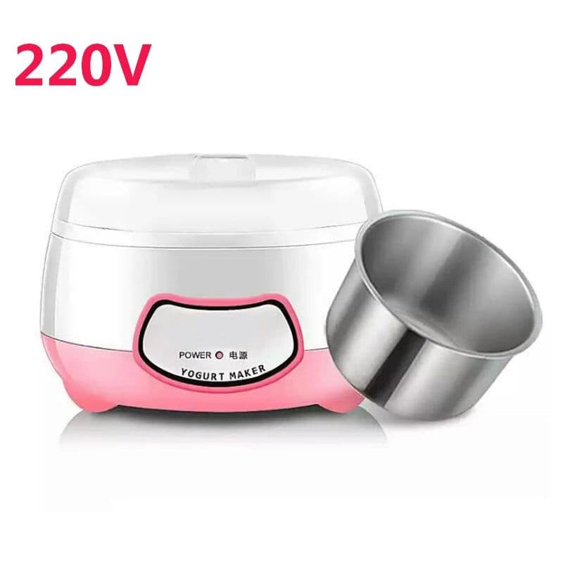 image-XEOLEO Yogurt Maker Mini Automatic Yogurt Machine Household DIY Yogurt Tools Kitchen Appliances Stainless Steel Tank Pink 220V