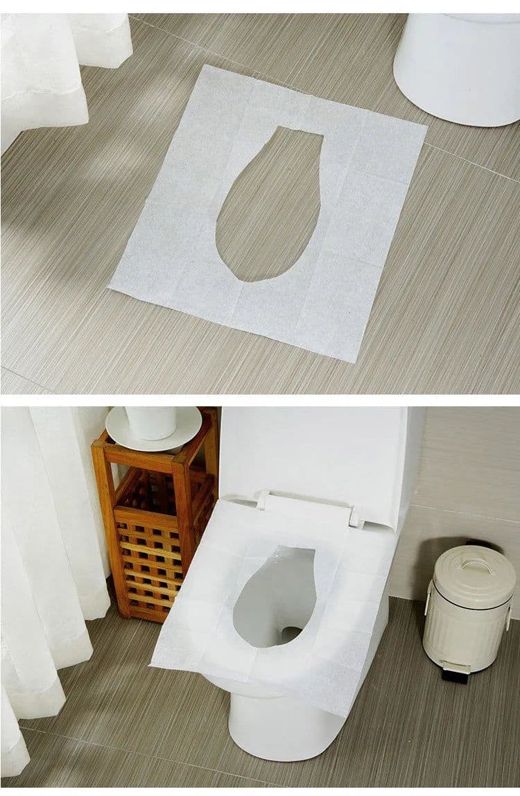 image-5packs 50pcs/lot Disposable Toilet Seat Cover 100% Waterproof Safety Travel/Camping Bathroom Accessiories Mat Portable