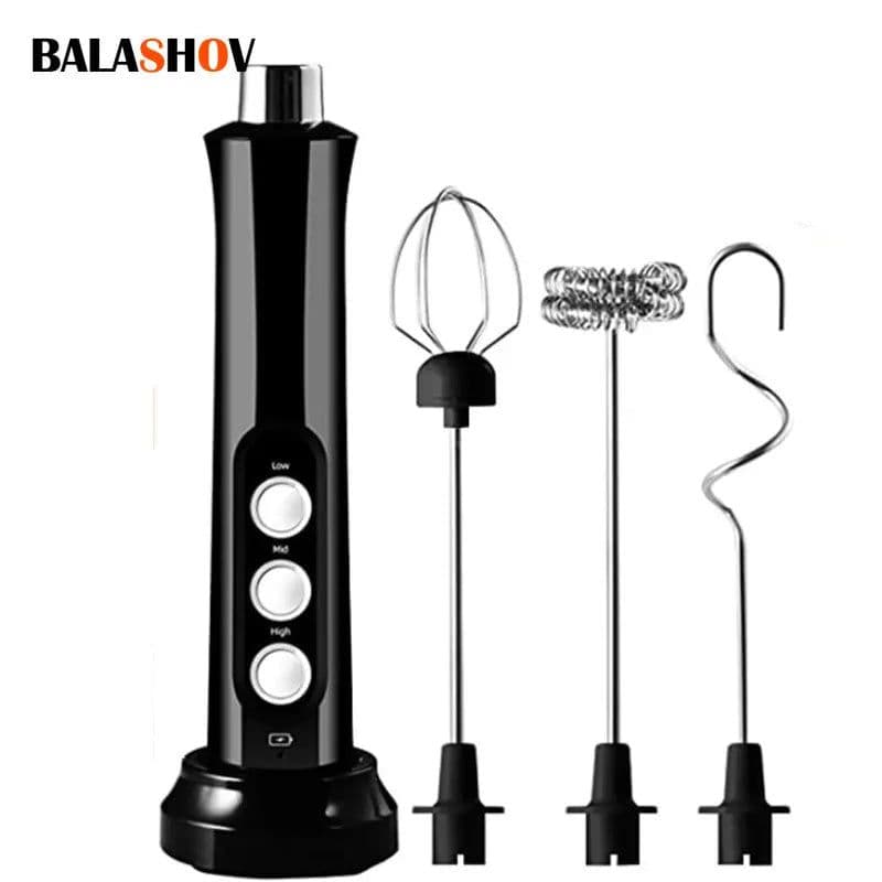 image-3 In 1 Wireless Rechargeable Electric Milk Frother Foam Maker Handheld Foamer High Speeds Drink Mixer Coffee Frothing Wand