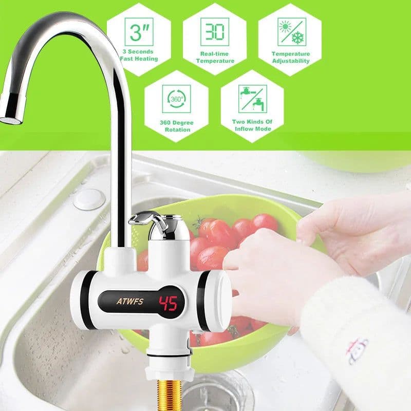 image-ATWFS Electric Kitchen Water Heater Tap Instant Hot Water Faucet Heater Cold Heating Faucet Tankless Instantaneous Water Heater