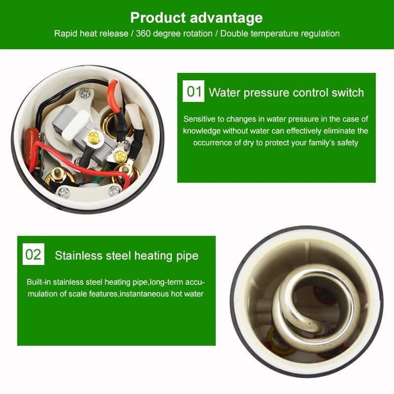 image-ATWFS Electric Kitchen Water Heater Tap Instant Hot Water Faucet Heater Cold Heating Faucet Tankless Instantaneous Water Heater
