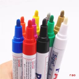 image-10 Colors Waterproof Car Tyre Tire Tread Rubber Metal Permanent Paint Marker Pen Round Brush