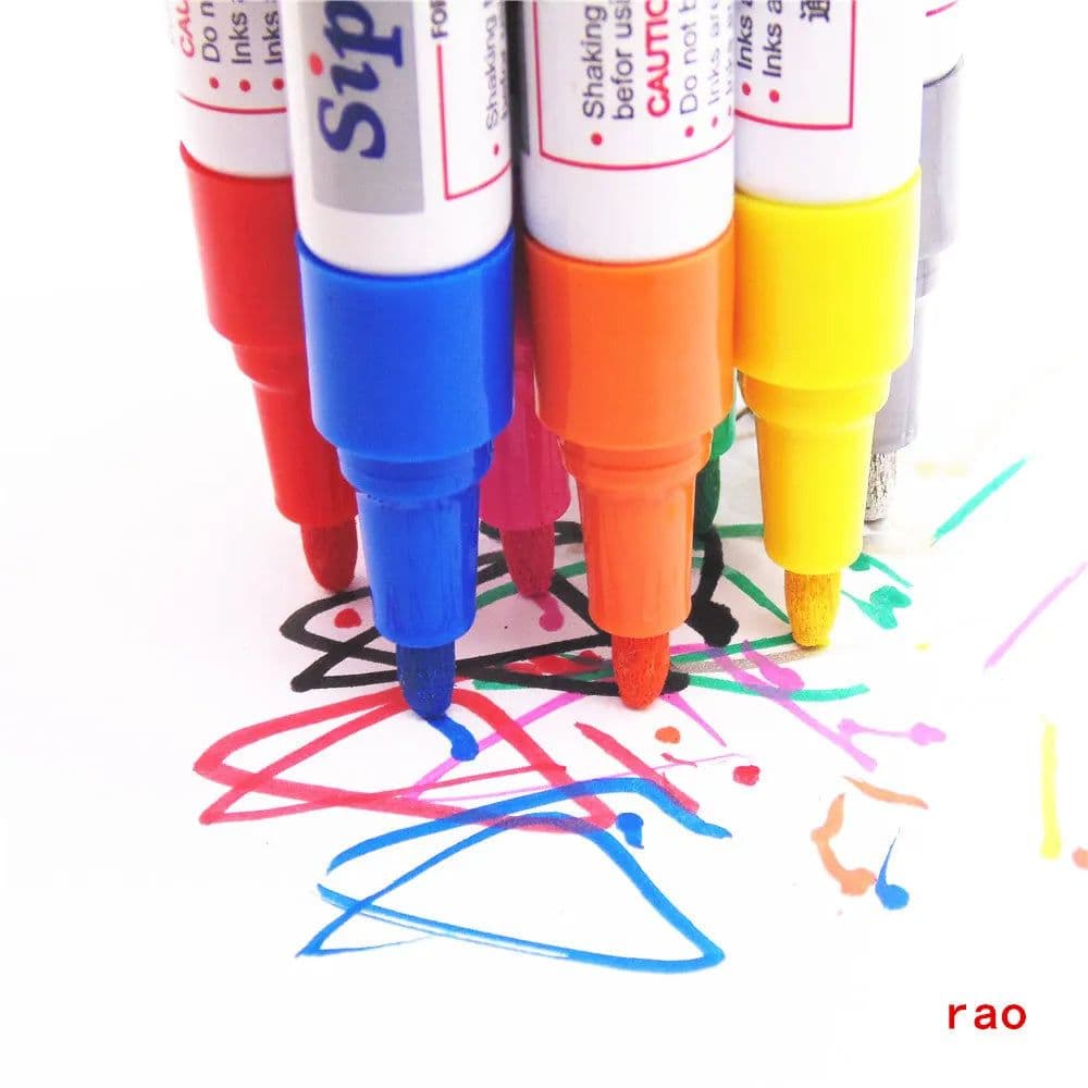 image-10 Colors Waterproof Car Tyre Tire Tread Rubber Metal Permanent Paint Marker Pen Round Brush