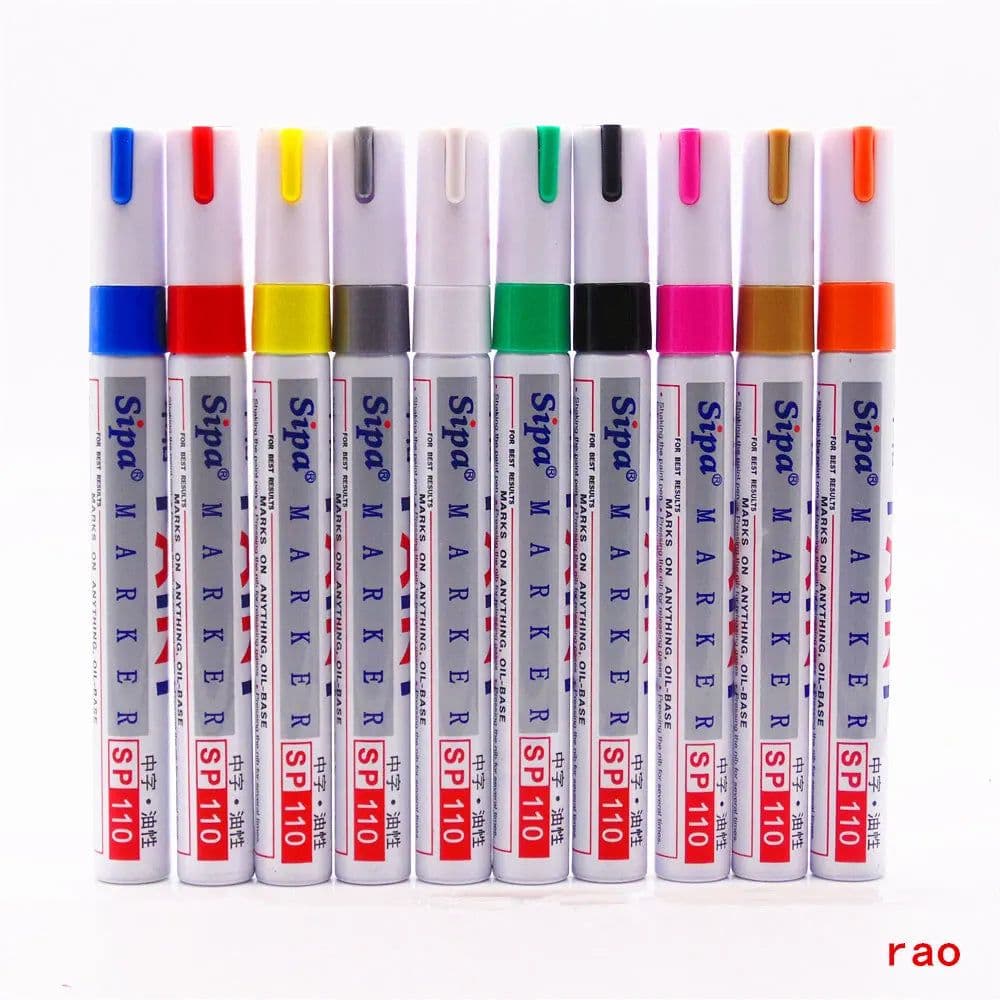 image-10 Colors Waterproof Car Tyre Tire Tread Rubber Metal Permanent Paint Marker Pen Round Brush