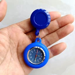 image-Colourful Blank Badge Reel Retractable Nurse Doctor Silicone Pocket Watch Fashion Hospital Hang Clips Quartz Gift Watches Clock