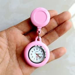 image-Colourful Blank Badge Reel Retractable Nurse Doctor Silicone Pocket Watch Fashion Hospital Hang Clips Quartz Gift Watches Clock
