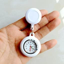 image-Colourful Blank Badge Reel Retractable Nurse Doctor Silicone Pocket Watch Fashion Hospital Hang Clips Quartz Gift Watches Clock