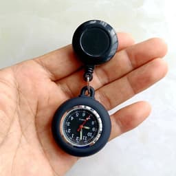 image-Colourful Blank Badge Reel Retractable Nurse Doctor Silicone Pocket Watch Fashion Hospital Hang Clips Quartz Gift Watches Clock
