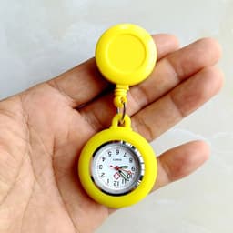 image-Colourful Blank Badge Reel Retractable Nurse Doctor Silicone Pocket Watch Fashion Hospital Hang Clips Quartz Gift Watches Clock