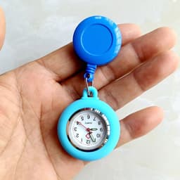 image-Colourful Blank Badge Reel Retractable Nurse Doctor Silicone Pocket Watch Fashion Hospital Hang Clips Quartz Gift Watches Clock