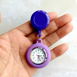 image-Colourful Blank Badge Reel Retractable Nurse Doctor Silicone Pocket Watch Fashion Hospital Hang Clips Quartz Gift Watches Clock
