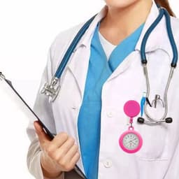 image-Colourful Blank Badge Reel Retractable Nurse Doctor Silicone Pocket Watch Fashion Hospital Hang Clips Quartz Gift Watches Clock