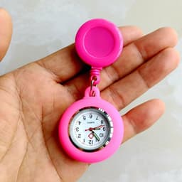 image-Colourful Blank Badge Reel Retractable Nurse Doctor Silicone Pocket Watch Fashion Hospital Hang Clips Quartz Gift Watches Clock