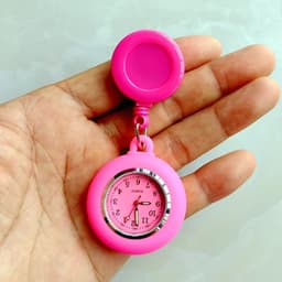 image-Colourful Blank Badge Reel Retractable Nurse Doctor Silicone Pocket Watch Fashion Hospital Hang Clips Quartz Gift Watches Clock