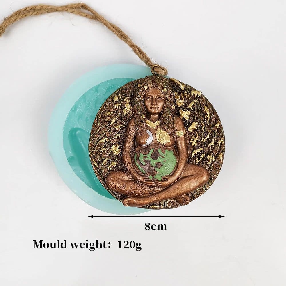 image-Handmade Earth Mama Goddess Statue Resin Mold Mom Earth Statue Gift Resin Silicone Molds DIY Room Ornaments Ceremony Decoration