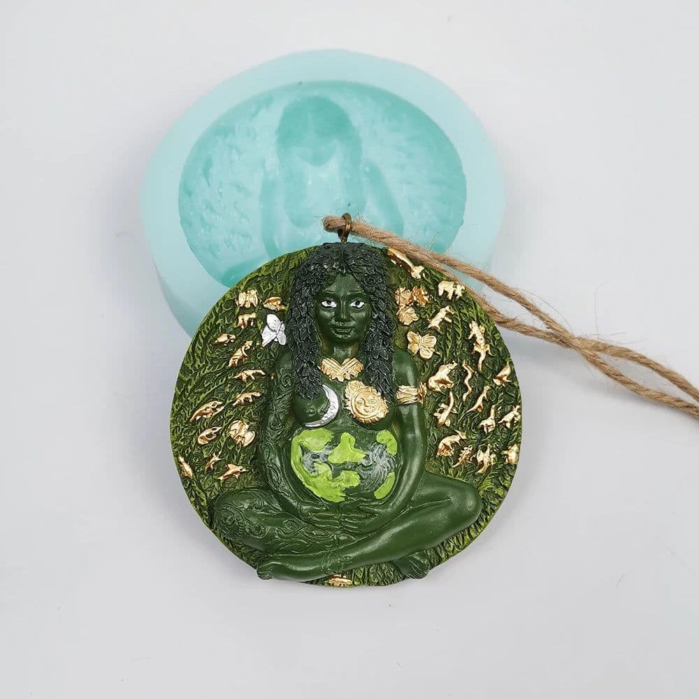 image-Handmade Earth Mama Goddess Statue Resin Mold Mom Earth Statue Gift Resin Silicone Molds DIY Room Ornaments Ceremony Decoration