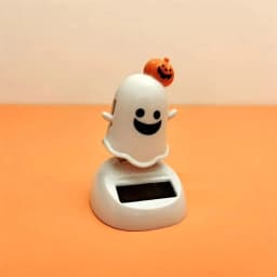 image-Halloween Happy Ghost Solar Toy Funny Cartoon Cute White Pumpkin Ghost Swinging Doll Desktop Decorations Solar Car Ornament