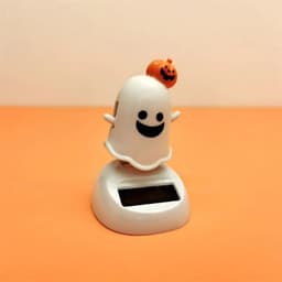 image-Halloween Happy Ghost Solar Toy Funny Cartoon Cute White Pumpkin Ghost Swinging Doll Desktop Decorations Solar Car Ornament