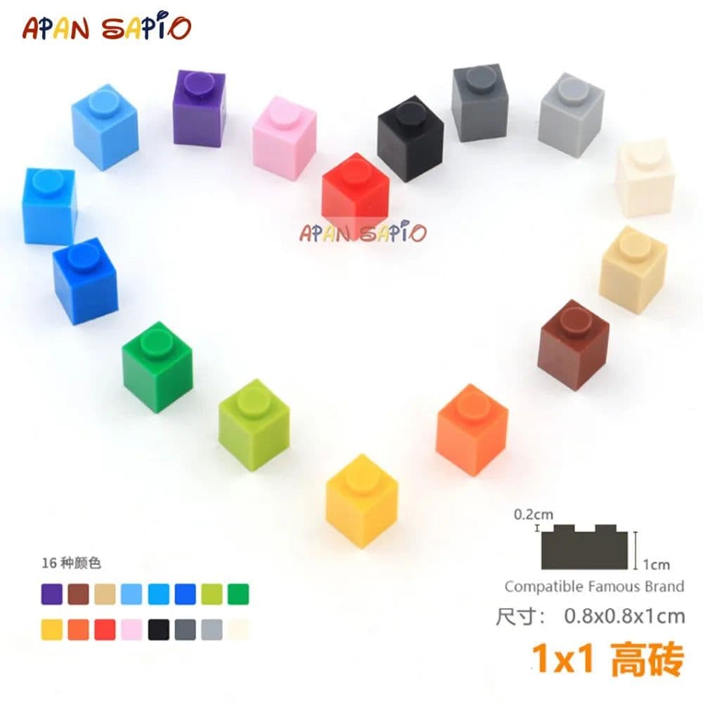 image-50pcs/lot DIY Blocks Building Bricks Thick 1X1 Educational Assemblage Construction Toys for Children Size Compatible With Brand