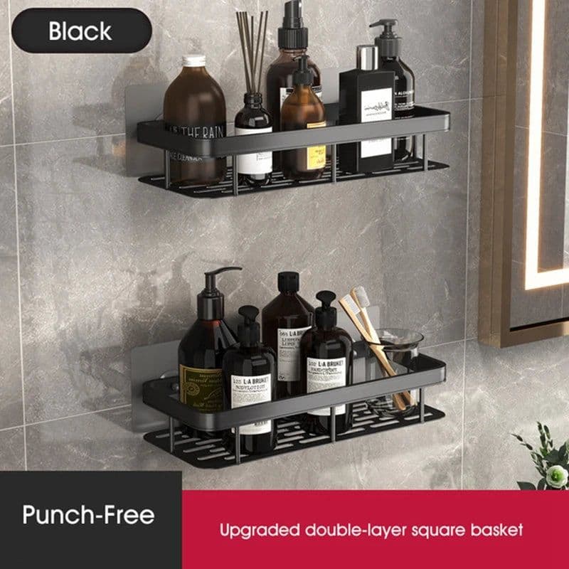 image-Bathroom Shelves No-drill Wall Mount Corner Shelf Shower Storage Rack Holder for WC Shampoo Organizer Bathroom Accessories