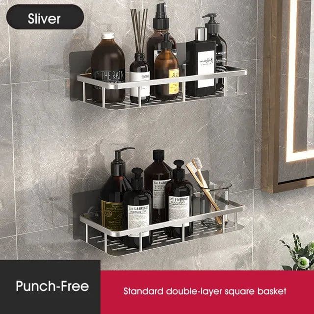 image-Bathroom Shelves No-drill Wall Mount Corner Shelf Shower Storage Rack Holder for WC Shampoo Organizer Bathroom Accessories