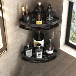 image-Bathroom Shelves No-drill Wall Mount Corner Shelf Shower Storage Rack Holder for WC Shampoo Organizer Bathroom Accessories