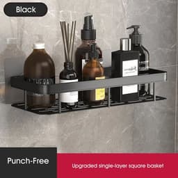 image-Bathroom Shelves No-drill Wall Mount Corner Shelf Shower Storage Rack Holder for WC Shampoo Organizer Bathroom Accessories