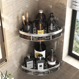 image-Bathroom Shelves No-drill Wall Mount Corner Shelf Shower Storage Rack Holder for WC Shampoo Organizer Bathroom Accessories