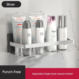 image-Bathroom Shelves No-drill Wall Mount Corner Shelf Shower Storage Rack Holder for WC Shampoo Organizer Bathroom Accessories