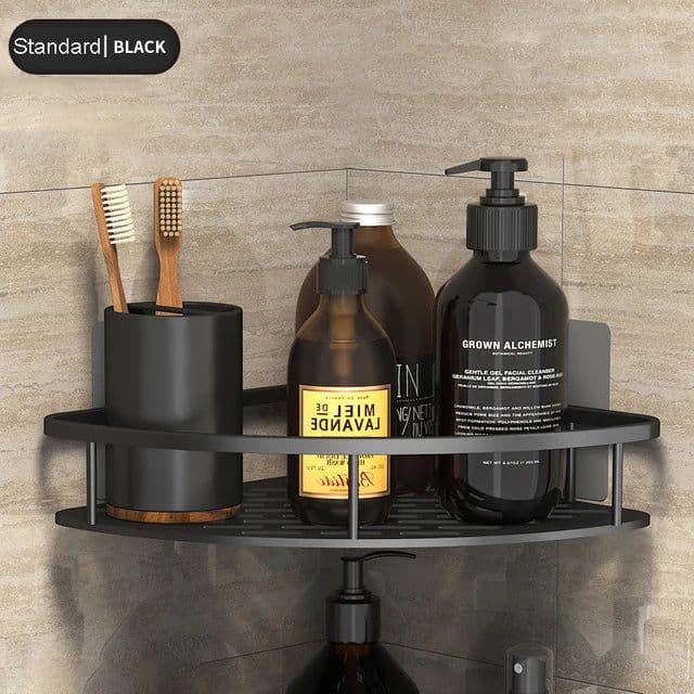 image-Bathroom Shelves No-drill Wall Mount Corner Shelf Shower Storage Rack Holder for WC Shampoo Organizer Bathroom Accessories